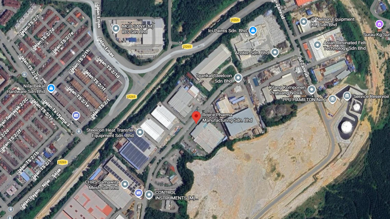 Map showing the Royce Pharma location in Nilai