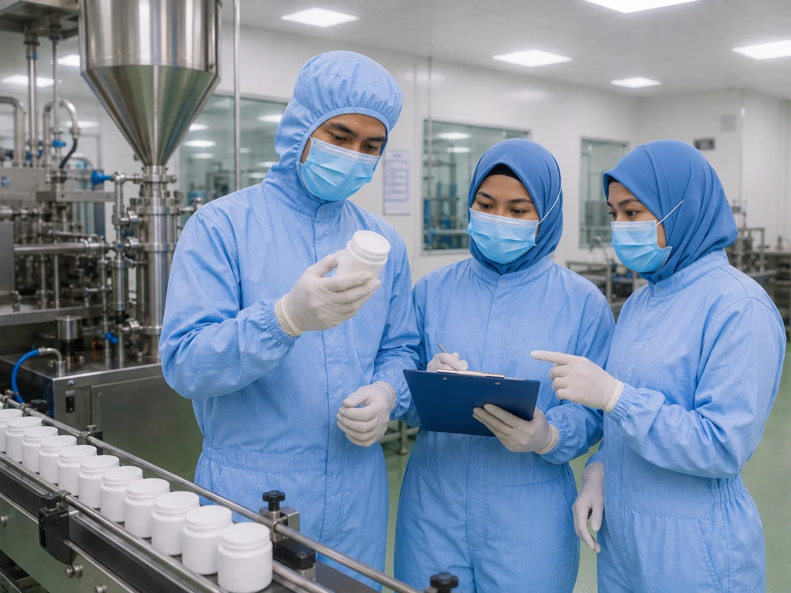 Pharmaceutical team coordinating a contract manufacturing programme