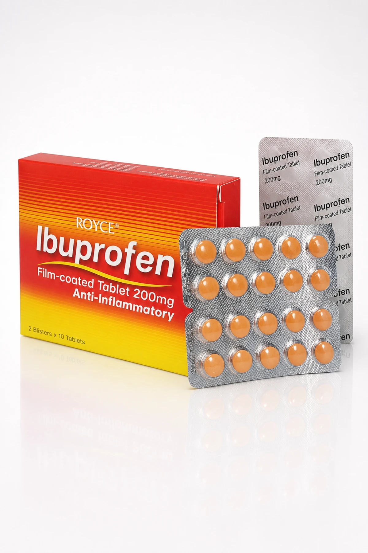 Royce Ibuprofen Film-Coated Tablet 200mg product packaging